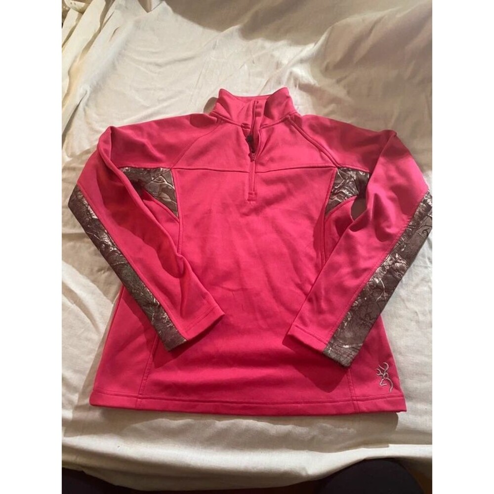 Browning Pink Realtree Camo 1/4 Zip Pullover Fleece Medium